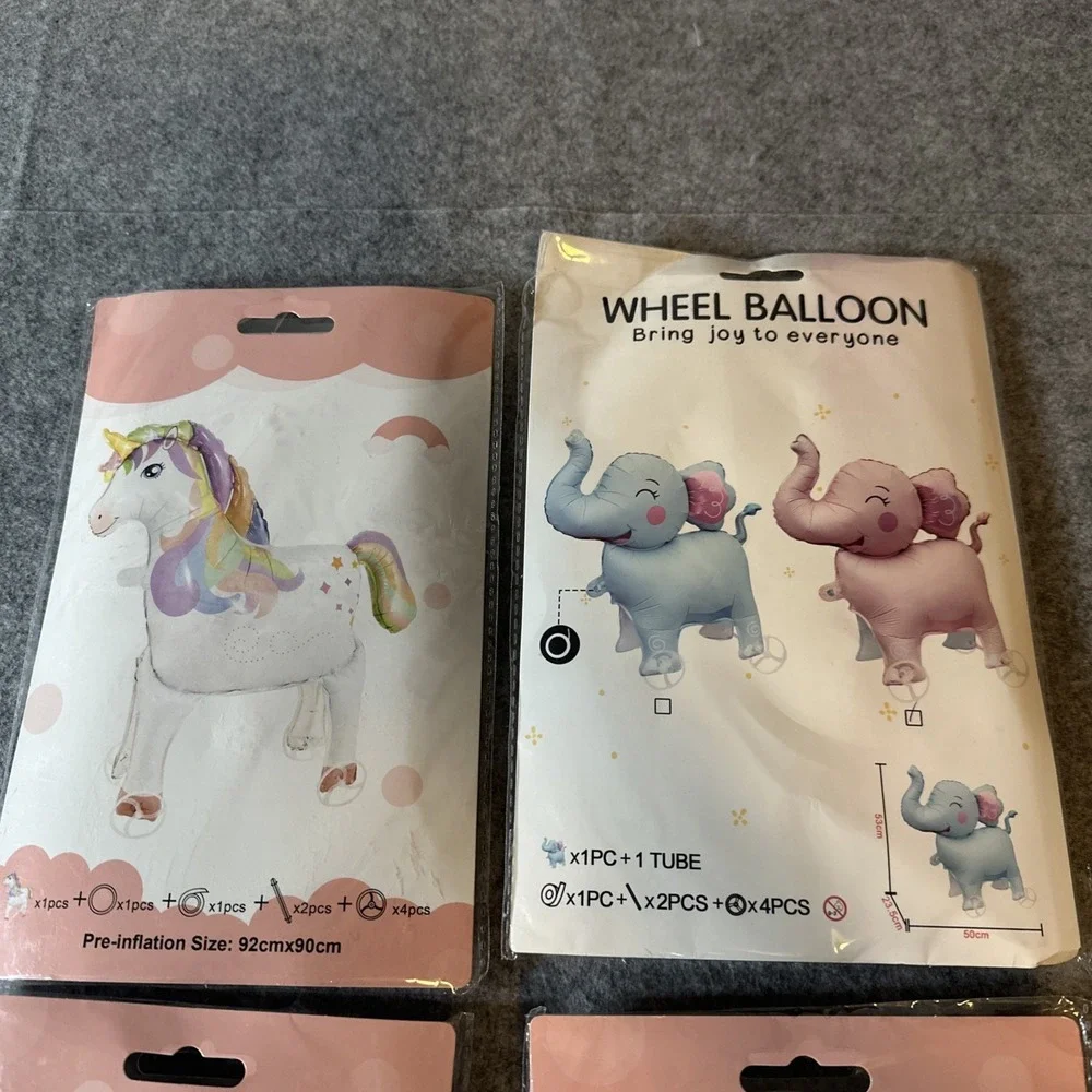 4 Pcs Walking Animal Balloon With Wheels Foil Balloon For Kids Party